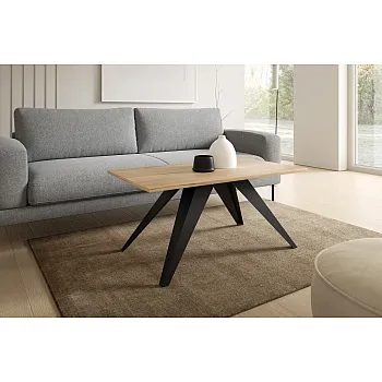 Loft tarzı dikdörtgen sehpa – 120x60 cm, yükseklik 48 cm, dayanıklı çelik çerçeve