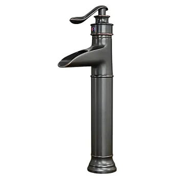 Einzigartiger Design-Waschtischhahn mit Wasserfalleffekt aus Messing, Höhe 36 cm, Auslauflänge 8 cm