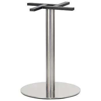 Base central de taula d'acer inoxidable, raspallada, diàmetre del peu de la base 50 cm, alçada 72 cm