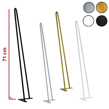 Gambe decorative per tavolo in metallo a forcina composte da due barre, diametro della barra 1 cm, altezza 71 cm - set di quattro gambe