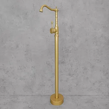 Grifo de bañera de pie de latón, color latón antiguo, satinado, altura 107 cm