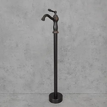 Miscelatore da bagno in ottone da pavimento indipendente, colore - nero, satinato, altezza: 100 cm