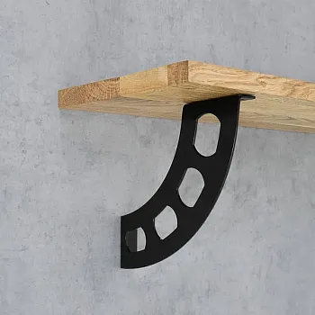 Support d'étagère en acier, support, support &amp;amp;quot;Boomerang&amp;amp;quot;, couleur noire, lot de 2 pcs.