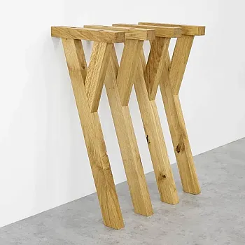 Y veida dabīga ozolkoka galda kājas, augstums 72 cm – dabīgi eļļots koks, 4 gabalu komplekts, mūsdienīgs un klasisks interjera dizains