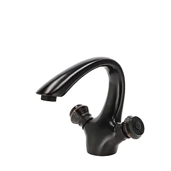 Robinet d'évier bas en laiton, coloris noir, hauteur 16,5 cm, longueur bec 14 cm