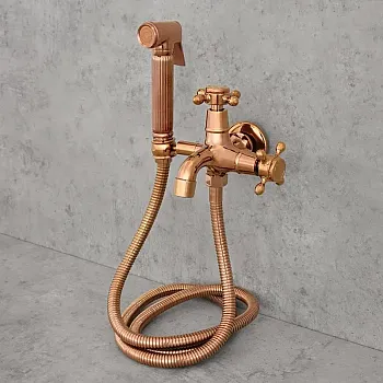 Mitigeur de bidet en laiton de style rétro avec douchette à main marche-arrêt, tête en céramique, couleur bronze antique, hauteur 11 cm, longueur du bec 11 cm
