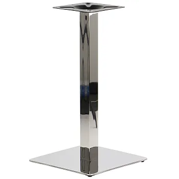 Picior central de masă din oțel inoxidabil, lustruit, înălțime 72,5 cm, dimensiunea plăcii de bază 45x45 cm, pentru blaturi de până la 75x75 cm