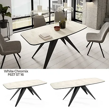 Table à manger rectangulaire extensible avec coins arrondis, longueur de 160 à 198 cm, largeur 80 cm, hauteur 76 cm, pieds modernes en métal noir, plateau stratifié durable disponible en 7 coloris