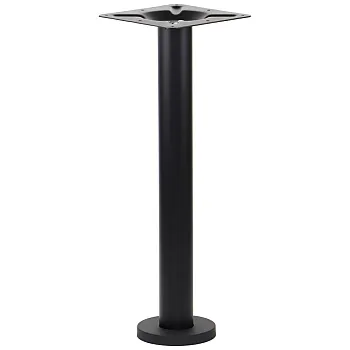 Vloergemonteerde metalen tafelpoot met centrale kolom, gemaakt van staal, matzwarte kleurafwerking, hoogte 72,5 cm