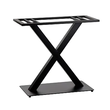 &amp;quot;X&amp;quot; base metàl·lica per a les grans superfícies de taula, feta d'acer, alçada 73 cm, mida de la placa inferior 69.5x39.5 cm