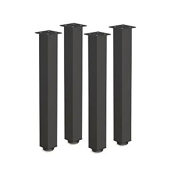 Klasik tarzda alüminyum masa ayağı 60x60 mm, siyah renk, yükseklik 71 cm, 82 cm veya 110 cm, 4 parçadan oluşan set.