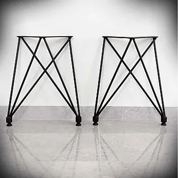 Elegante stålben til sofabord, bredde 40 cm, lav højde 45 cm, sæt med 2 stk.