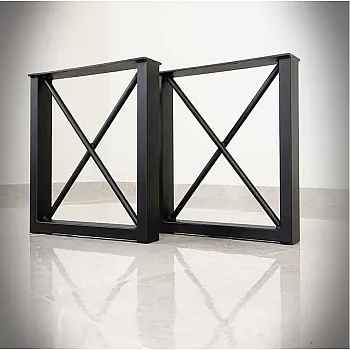 Square-shaped table leg with &amp;quot;X&amp;quot; shaped crossbar design, height 45 cm, width 40 cm, 2 pcs. in set