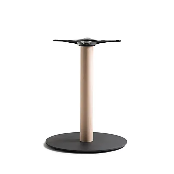 Base central de mesa de combinación de metal y madera para sobres de mesa grandes de hasta 110 cm de diámetro