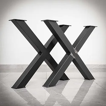 Pernas de mesa em aço de aspeto sólido em forma de X, altura 71 cm, largura total 82 cm, conjunto de 2 unid.