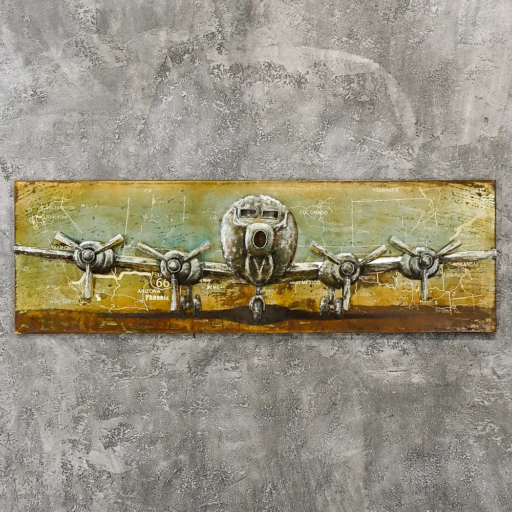 Garneck Aereo Biplano In Metallo Vintage – Decorazione Rustica In Ferro Per Casa, Ufficio O Camera, 16x13x7 Cm