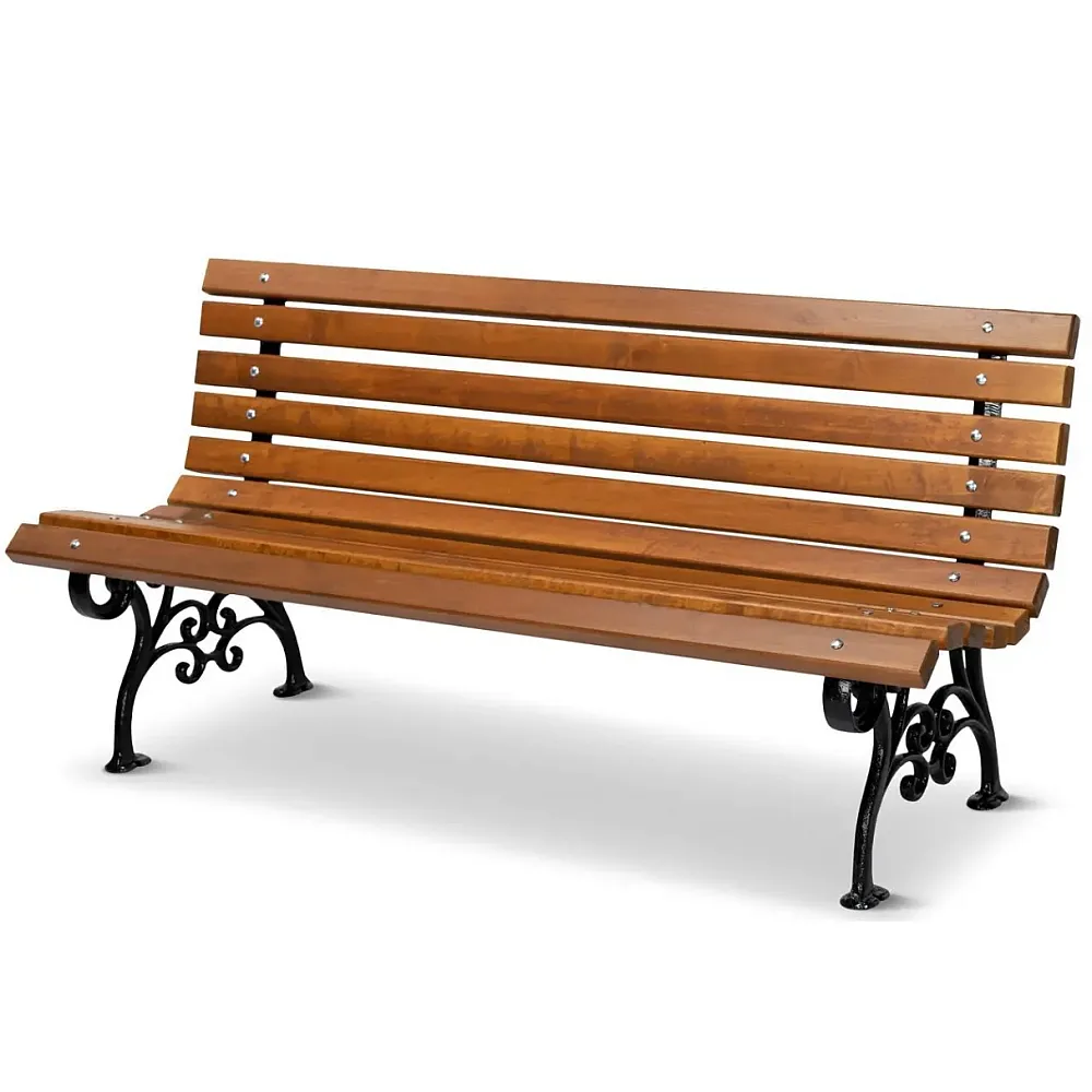 Tuinbank HWC-F98, parkbank houten bank, 2-zits gietijzer hout 125cm 20kg ~ bruin