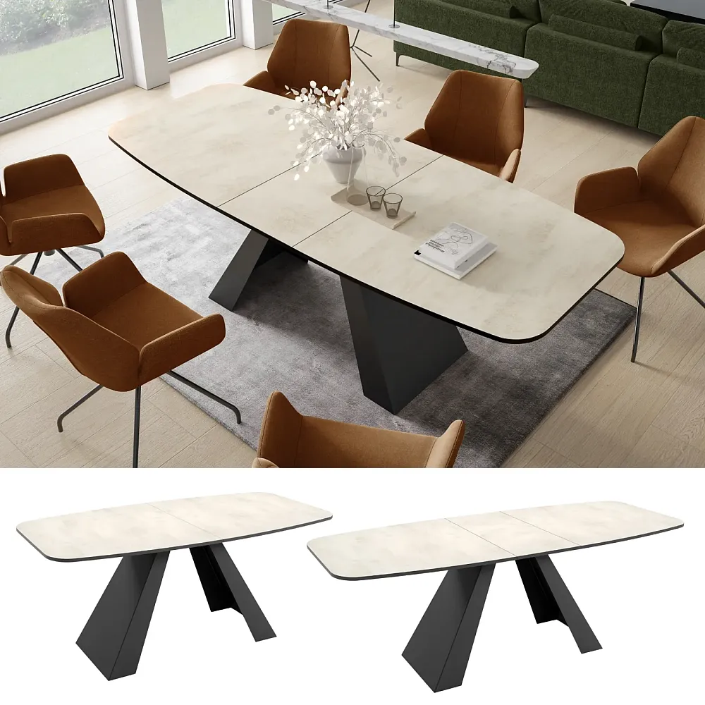 Uitschuifbare eettafel 120/160x80x76 cm - Voor 6 personen - MDF metaal - Zwart Uitschuifbare eettafel 120/160x80x76 cm - Voor 6 personen - MDF metaal - Zwart