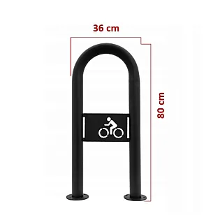 Fahrradständer aus Metall für den Außenbereich mit Fahrradlogo, Farbe Schwarz, Maße 80 x 36 cm