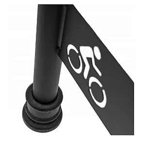 Supporto per biciclette zincato e verniciato nero, stile retrò 100x60 cm con elementi decorativi in ghisa e logo della bicicletta, installazione a terra in cemento
