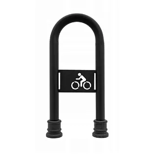 Portabiciclette zincato e verniciato nero, stile retrò 80x36 cm con elementi decorativi in ghisa e logo bici, installazione interrata in cemento