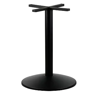 Central bordfod i metal, højde 72 cm, med stor bundplade med diameter 53,5 cm, sort farve