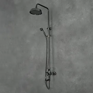 Душ система в ретро стил, месинг, височина 140 см, черен цвят