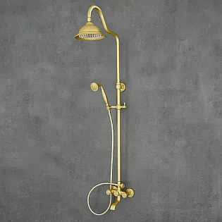Córas cithfholcadh báistí buí, stíl retro, déanta as práis, airde 141 cm, trastomhas cith báistí 21 cm