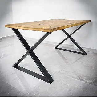Sağlam çelikten yapılmış X şeklinde metal masa ayağı, yükseklik 71 cm, genişlik 80 cm, sette 2 parça