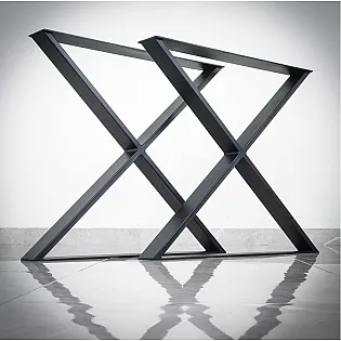 Izturīga metāla galda kāja X veida no tērauda, augstums 71 cm, platums 80 cm, 2 gabali komplektā