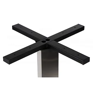 Base de mesa de acero inoxidable pulido, altura 72,5 cm, base inferior 50x50 cm
