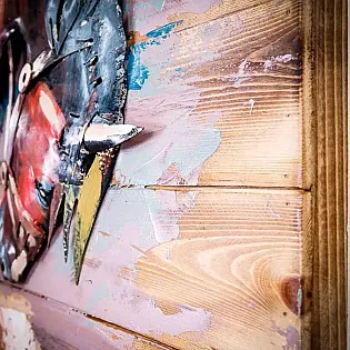 3D metallväggkonst med rodeocowboy på träpanel handgjord rustik väggdekoration med westernryttare, stor 100x100 cm