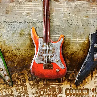 3D kovová předloha Pět kytar, rozměry 56x180cm, váha 8,6 kg