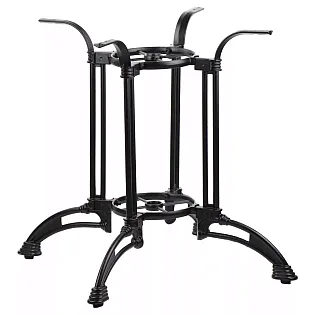 Base de taula gran de ferro colat amb 4 potes, color negre, alçada 72 cm, adequada per a sobres de taula de 100x100 cm, pes 21,5 kg