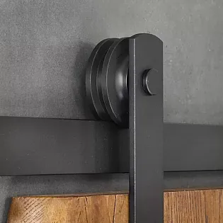 Posuvný dveřní systém z oceli, pro jednokřídlé dveře do hmotnosti 130 kg, černý, na stěnu