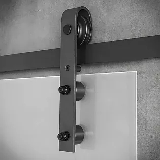 Skydesystem med enkeltbladet glasdør til glasdøre, op til 130 kg, længde 2 meter, sort, vægmonteret