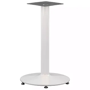 Elegante base central de mesa de metal fabricada en acero, altura 72,5 cm, diámetro base 46 cm, color blanco