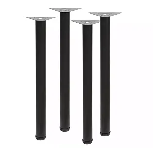 Ronde metalen tafelpoten, standaardhoogte, hoogte 72,5 cm, kleur grafiet, zwart of aluminium, set van 4 stuks.