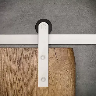 Kit de puerta corredera de acero para puertas de madera, acabado blanco, 2 m de longitud, capacidad de 130 kg