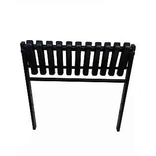 Kapinių suoliukas su UV spinduliams atspariomis PVC lentelėmis ir integruotu nuleidimo mechanizmu juodai milteliais dengtas plienas, skirtas montuoti betone, 507282 cm ilgio, 200 kg apkrovos talpa
