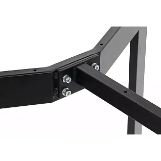Estructura de taula ajustable en longitud en negre. Ajust 104-144 cm, profunditat 68 cm, alçada 72,5 cm