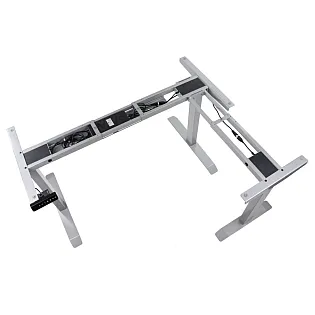 Metal table frame for offices with electric height adjustment, adjustable height 71-119 cm, aluminum color, three motors, length 123.5-175.5 88.5-135 cm
