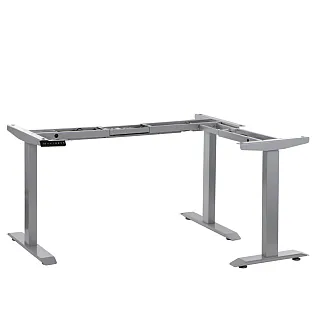 Kovinski mizni okvir za pisarne z električno nastavitvijo višine, nastavljiva višina 71-119 cm, barva aluminija, trije motorji, dolžina 123,5-175,5 88,5-135 cm