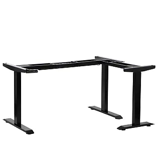 Metāla galda rāmis ar elektrisko augstuma regulēšanu, regulējams augstums 71-119 cm, melna krāsa, trīs motori, garums 123,5-175,5 88,5-135 cm