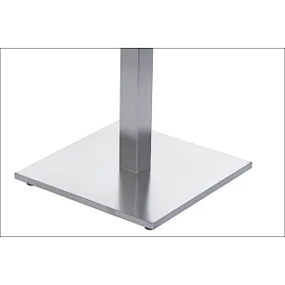 Picior central de masă din oțel inoxidabil, înălțime 71,5 cm, dimensiunea plăcii de bază 45x45 cm, coloană centrală dreptunghi 6x6 cm