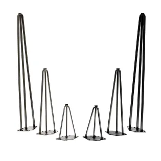 Dekoratívne kovové nábytkové stolové nohy z 3 oceľových plochých tyčí čiernej farby alebo s oceľovým efektom, výška 20, 40 alebo 73 cm, sada 4 nožičiek