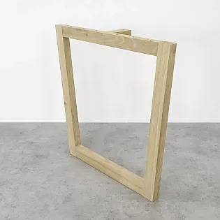Raw oak table legs for tables, trapezoidal shape, height 71 cm, max width 78.5 cm, set of 2 pcs