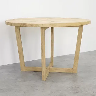 Patas de mesa de madera espacial 3D para mesas, madera maciza de roble en bruto, forma triangular, altura 72 cm, ancho máximo 73,5 cm, juego de 2 piezas