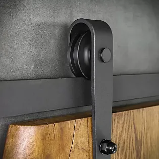 Sliding door system, for single-leaf doors up to 130 kg, length 200 cm, black, wall-mounted