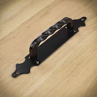 Liukuoven metallikahva terästä, sileä pinta, musta väri, sarja 4 kpl, korkeus 28 cm